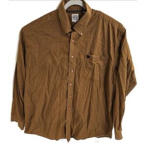 Cinch Shirt Mens XL Brown Gold Button Down Western Rodeo Geometric Print USA